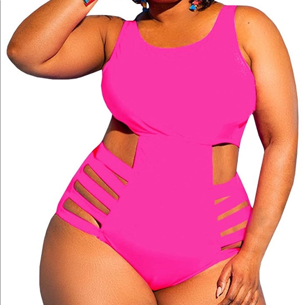 Plus Size High Waist One Piece Swimsuit